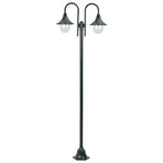 Garden Post Light E27 220 cm Aluminium 2-Lantern Dark Green