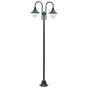 Garden Post Light E27 220 cm Aluminium 2-Lantern Dark Green