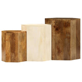 Coffee Table Set 3 Pieces Solid Mango Wood - Side View