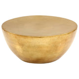 Coffee Table Hammered Aluminium 70x30 cm Brass - Side View