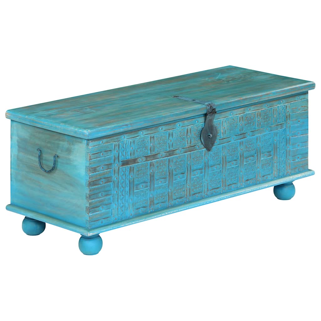 Storage Chest Solid Mango Wood Blue 100x40x41 cm