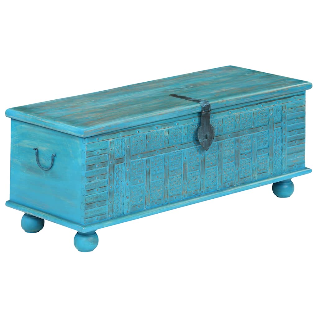 Storage Chest Solid Mango Wood Blue 100x40x41 cm
