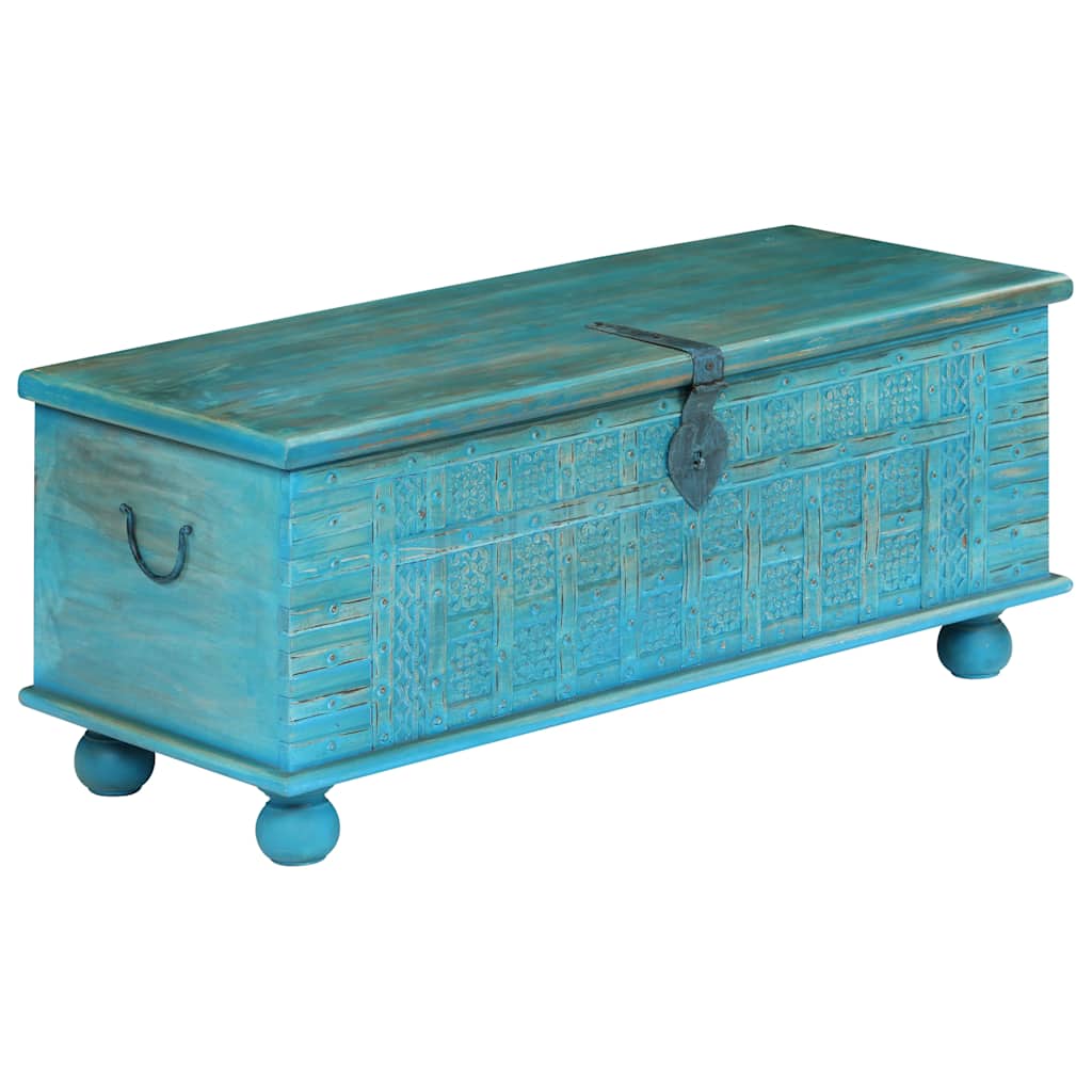 Storage Chest Solid Mango Wood Blue 100x40x41 cm