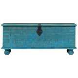 Storage Chest Solid Mango Wood Blue 100x40x41 cm - Top-Down View
