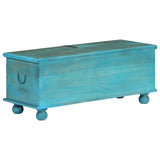 Storage Chest Solid Mango Wood Blue 100x40x41 cm - 45-Degree Angle