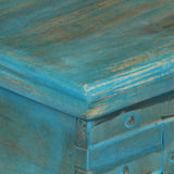 Storage Chest Solid Mango Wood Blue 100x40x41 cm - Close-Up Angle