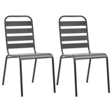 3 Piece Bistro Set Steel Dark Grey - 45-Degree Angle