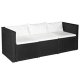 4 Piece Garden Lounge Set Poly Rattan Black and White - Front View