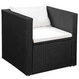 4 Piece Garden Lounge Set Poly Rattan Black and White