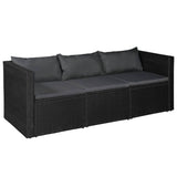 4 Piece Garden Lounge Set Poly Rattan Black and Grey - Front View