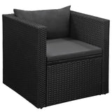 4 Piece Garden Lounge Set Poly Rattan Black and Grey - Side View