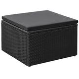 4 Piece Garden Lounge Set Poly Rattan Black and Grey