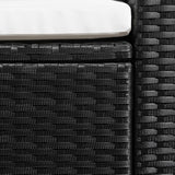3 Seater Garden Sofa Black Poly Rattan with White Cushions - Side View