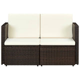 2 Seater Garden Sofa with Cushions Brown Poly Rattan - Front View