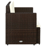 2 Seater Garden Sofa with Cushions Brown Poly Rattan - Side View