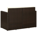 2 Seater Garden Sofa with Cushions Brown Poly Rattan - Top-Down View