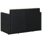 2 Seater Garden Sofa with Cushions Black Poly Rattan - Top-Down View