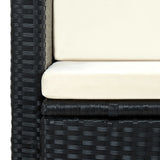 2 Seater Garden Sofa with Cushions Black Poly Rattan - Rear View