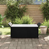 Storage Bench with Cushion 138 cm Poly Rattan Brown - Side View
