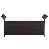 Storage Bench with Cushion 138 cm Poly Rattan Brown - Top-Down View