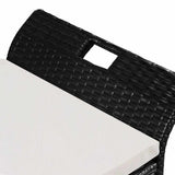 Storage Bench with Cushion 138 cm Poly Rattan Black - Side View