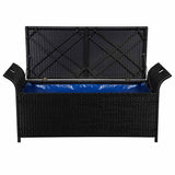 Storage Bench with Cushion 138 cm Poly Rattan Black - Top-Down View