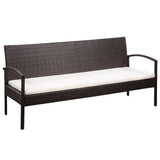 5 Piece Garden Lounge Set with Cushions Poly Rattan Brown - Front View