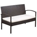 5 Piece Garden Lounge Set with Cushions Poly Rattan Brown - Side View