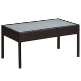 5 Piece Garden Lounge Set with Cushions Poly Rattan Brown - 45-Degree Angle