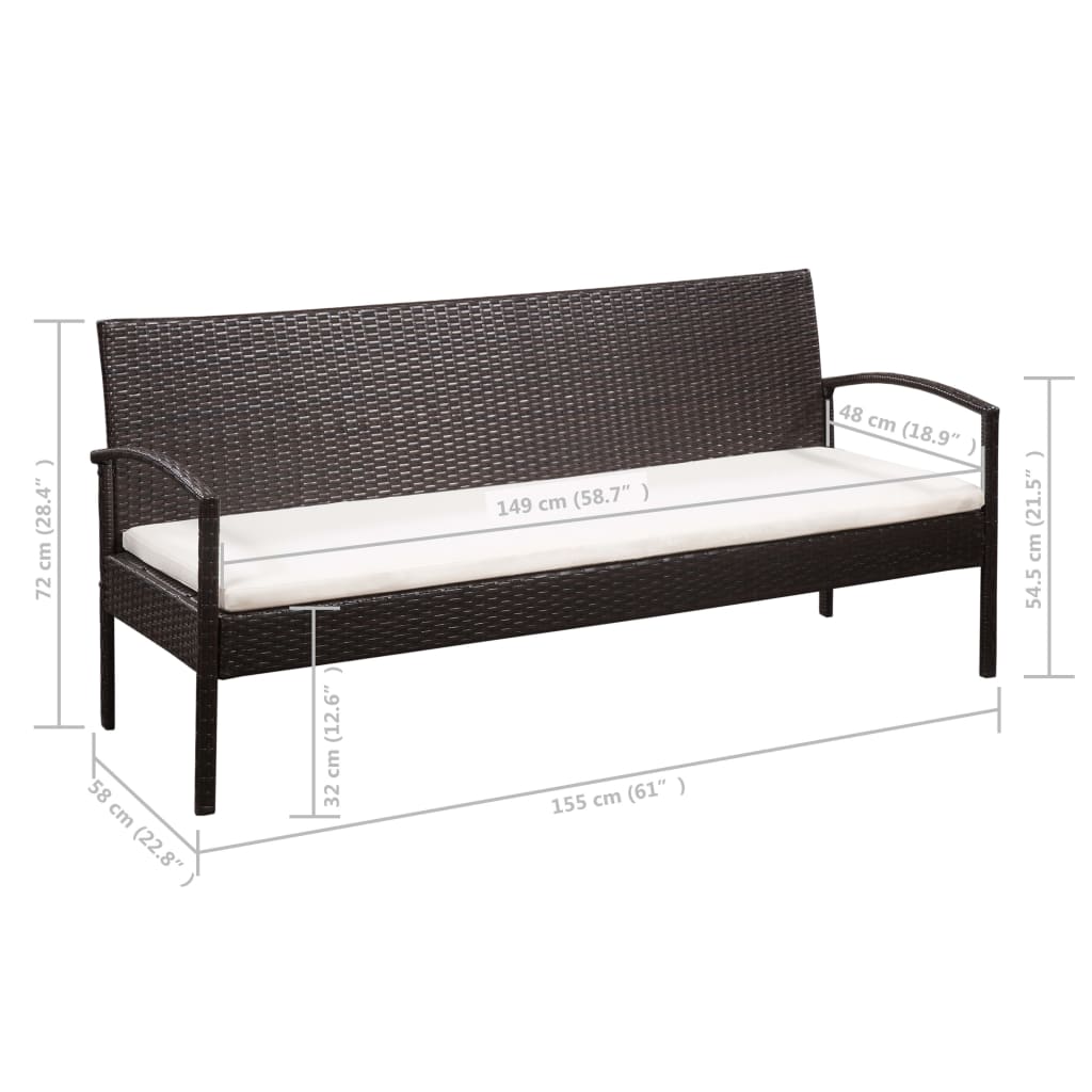 5 Piece Garden Lounge Set with Cushions Poly Rattan Brown