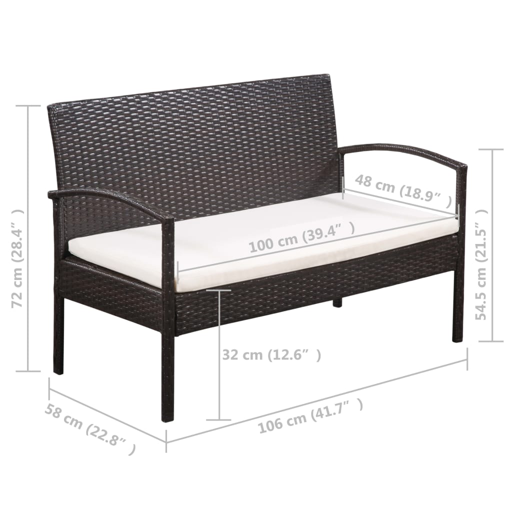 5 Piece Garden Lounge Set with Cushions Poly Rattan Brown