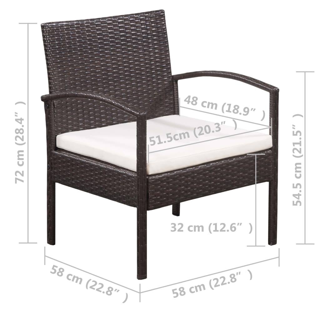 5 Piece Garden Lounge Set with Cushions Poly Rattan Brown