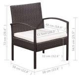 5 Piece Garden Lounge Set with Cushions Poly Rattan Brown