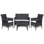 Garden Sofa Set 7 Pieces Poly Rattan Black and Cream White
