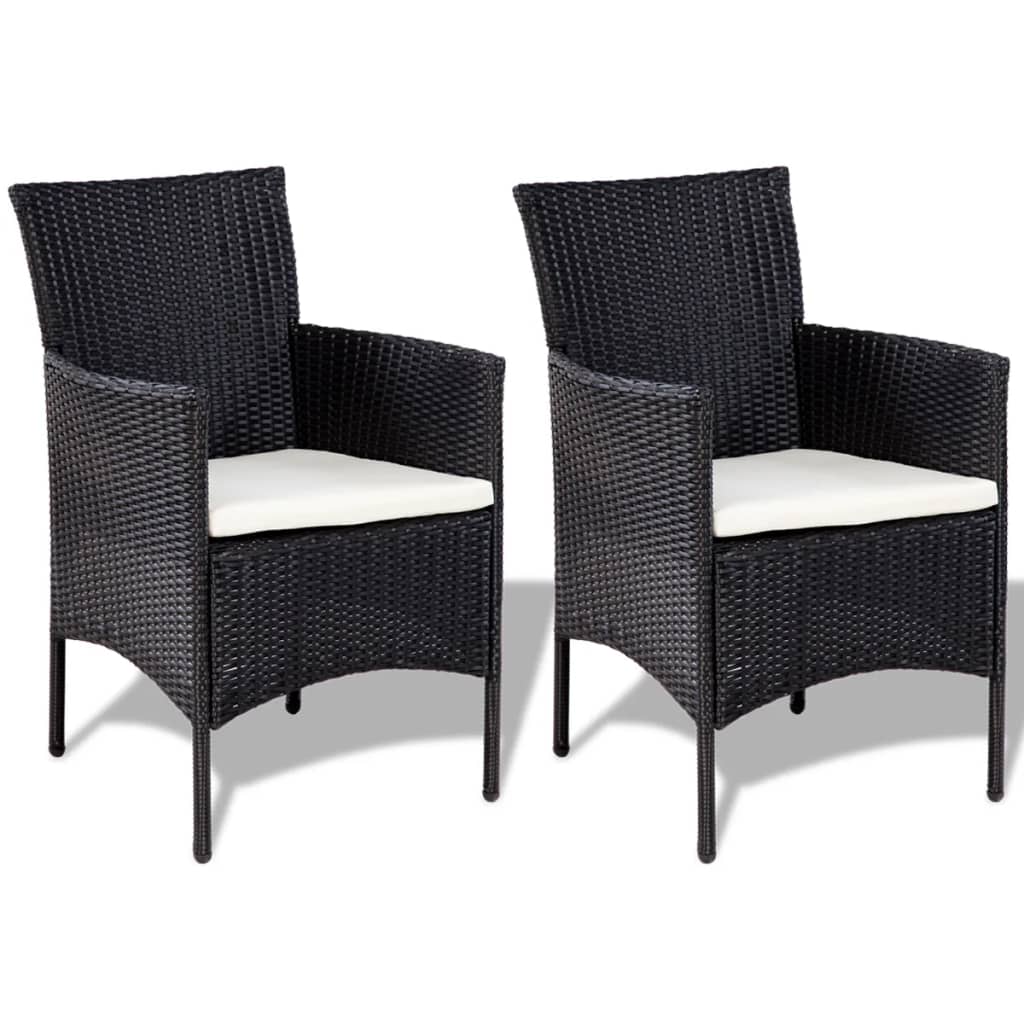 Garden Sofa Set 7 Pieces Poly Rattan Black and Cream White