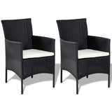 Garden Sofa Set 7 Pieces Poly Rattan Black and Cream White