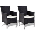 Garden Sofa Set 7 Pieces Poly Rattan Black and Cream White