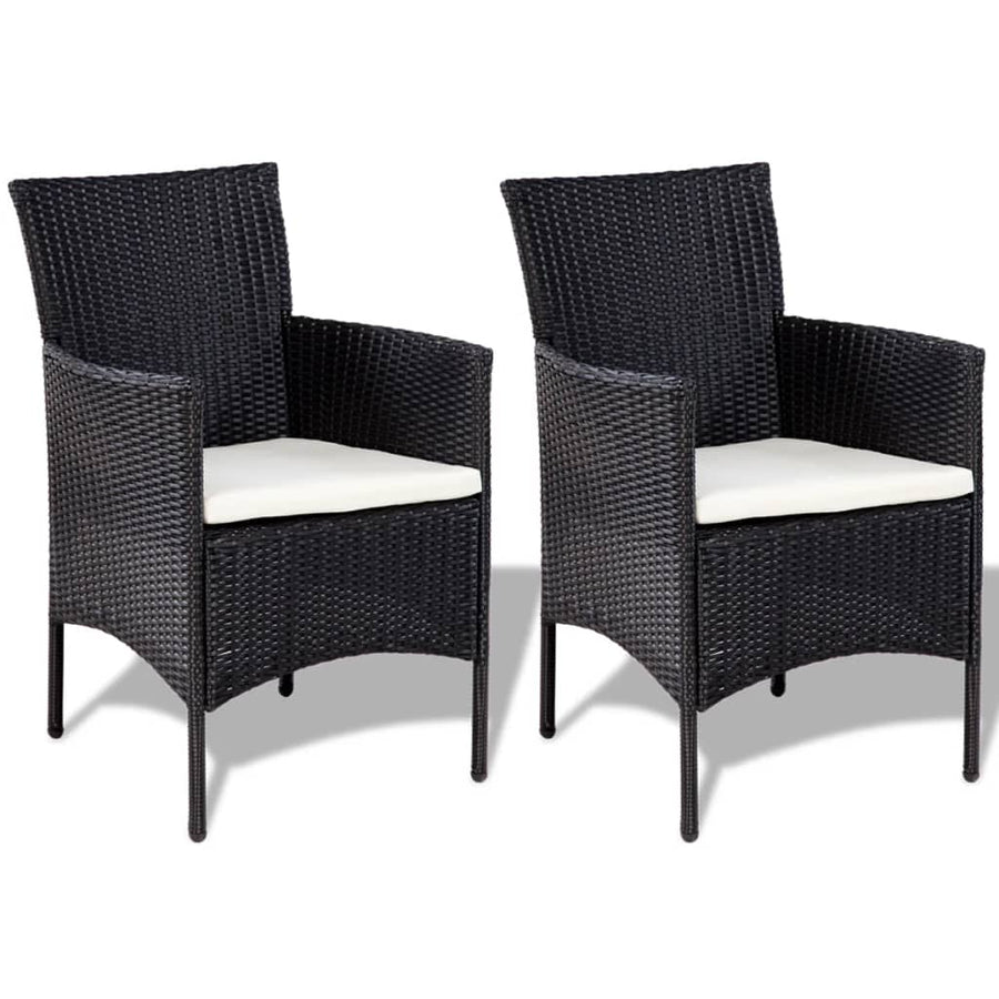 Garden Sofa Set 7 Pieces Poly Rattan Black and Cream White