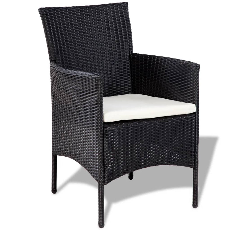 Garden Sofa Set 7 Pieces Poly Rattan Black and Cream White