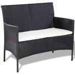 Garden Sofa Set 7 Pieces Poly Rattan Black and Cream White