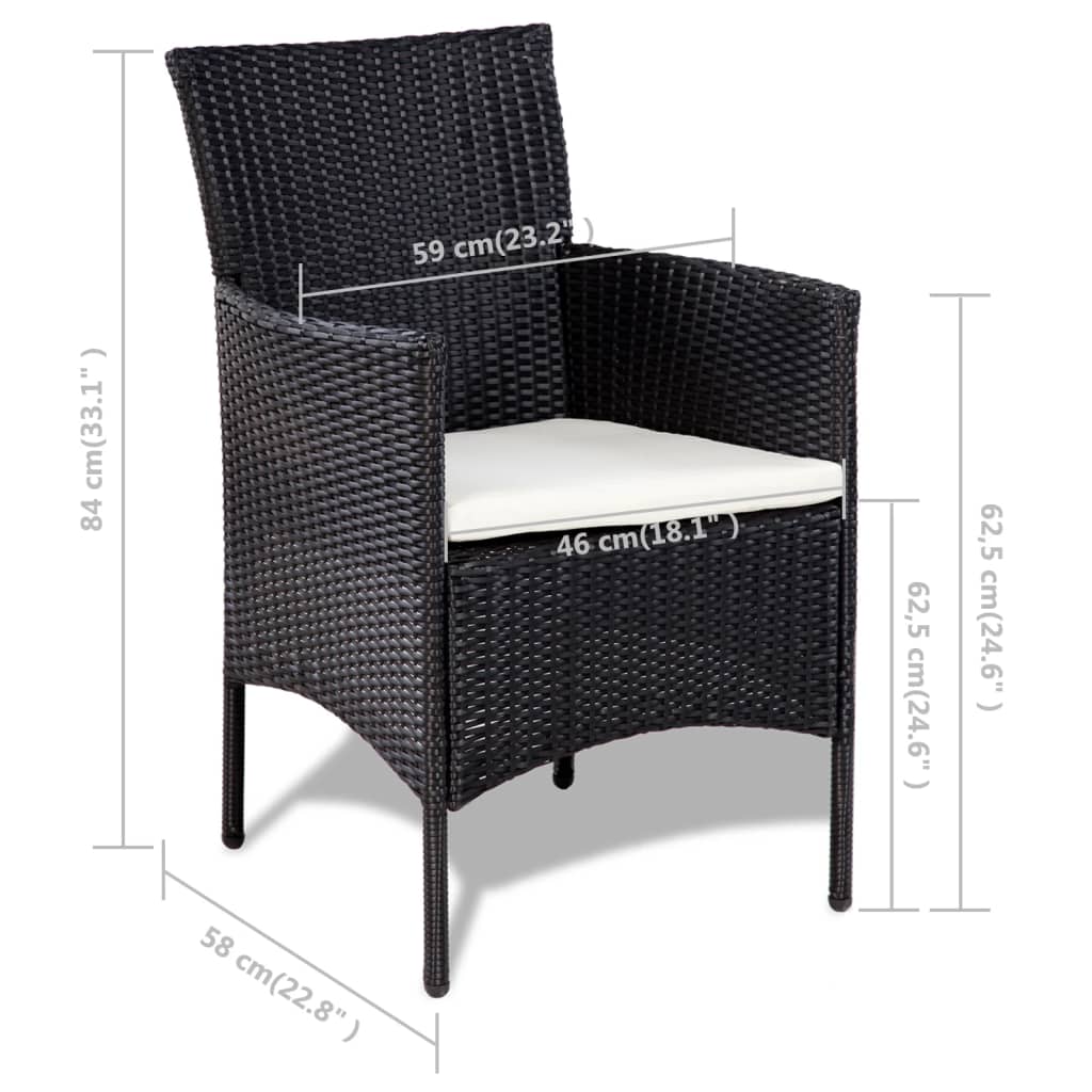 Garden Sofa Set 7 Pieces Poly Rattan Black and Cream White