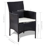 Garden Sofa Set 7 Pieces Poly Rattan Black and Cream White