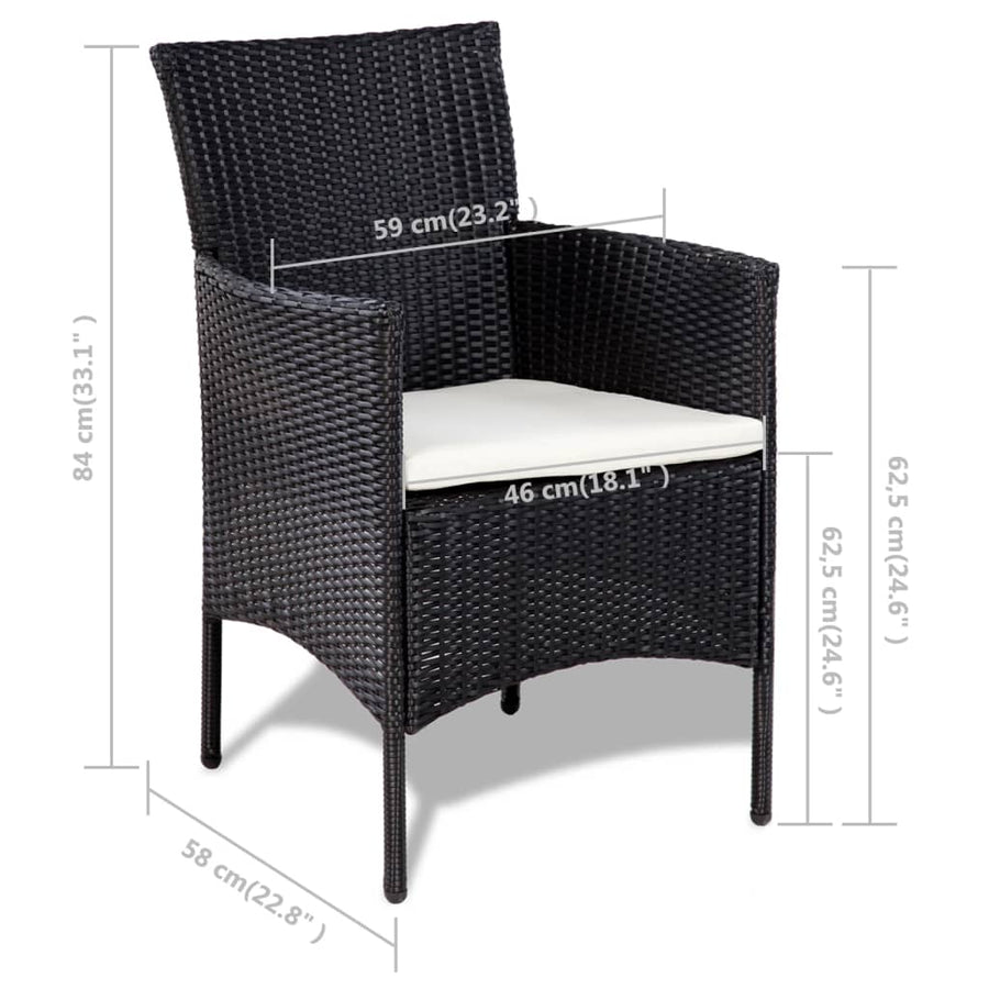 Garden Sofa Set 7 Pieces Poly Rattan Black and Cream White