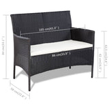 Garden Sofa Set 7 Pieces Poly Rattan Black and Cream White - Extra Image
