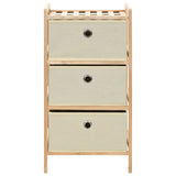 Storage Rack with 3 Fabric Baskets Cedar Wood Beige - Front View