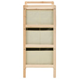 Storage Rack with 3 Fabric Baskets Cedar Wood Beige - Side View