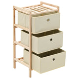 Storage Rack with 3 Fabric Baskets Cedar Wood Beige - Top-Down View