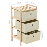 Storage Rack with 3 Fabric Baskets Cedar Wood Beige - Rear View