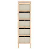 Storage Rack with 5 Fabric Baskets Cedar Wood Beige - Side View