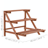 3-Tier Plant Stand Cedar Wood 48x45x40 cm - Rear View